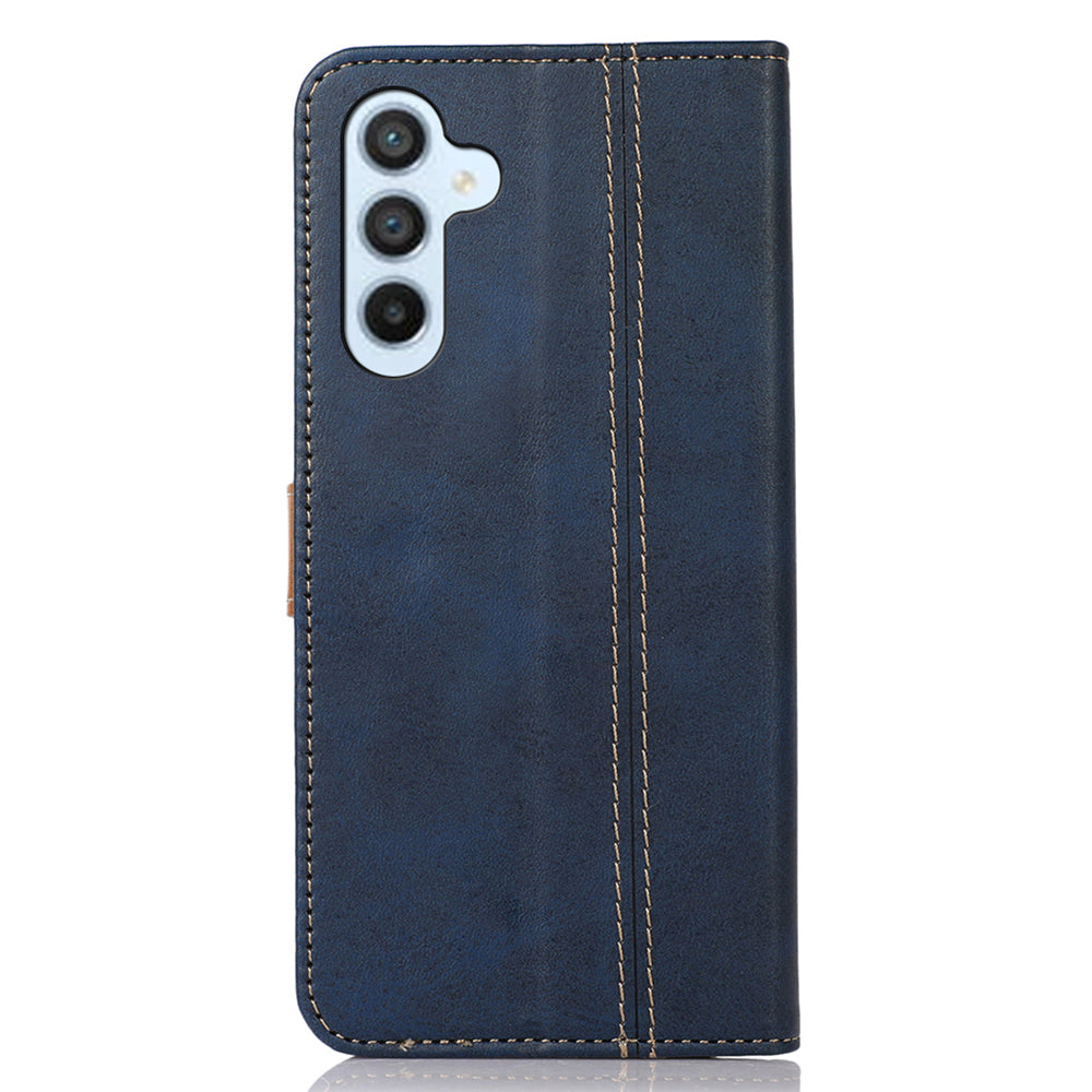 For Samsung Galaxy F34 5G / M34 5G Wallet Stand Protective Phone Case Calf Texture Phone Leather Cover - Sapphire