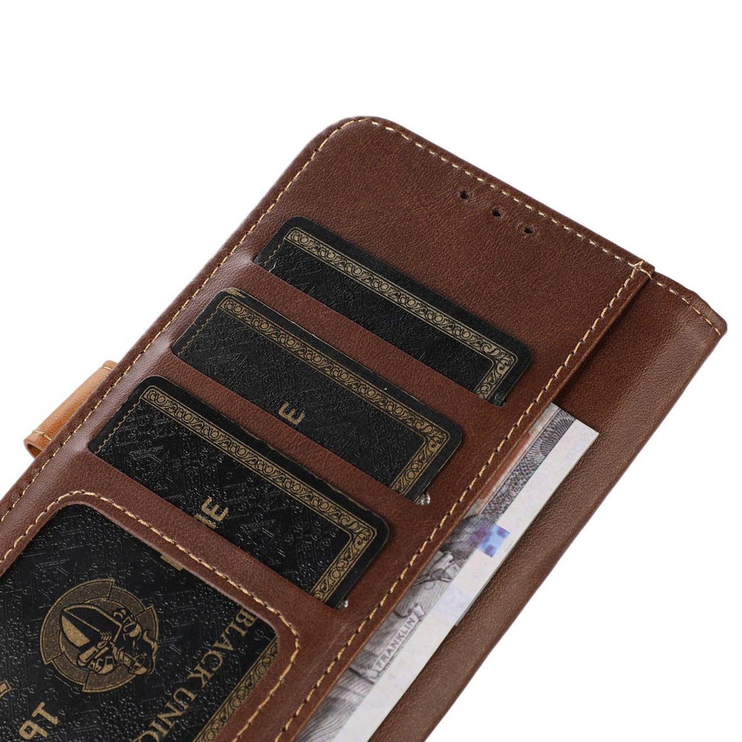 For Samsung Galaxy F34 5G / M34 5G Wallet Stand Protective Phone Case Calf Texture Phone Leather Cover - Coffee
