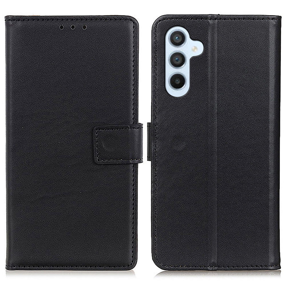 For Samsung Galaxy F34 5G / M34 5G Textured PU Leather Case Wallet Stand Drop-proof Protective Phone Cover - Black