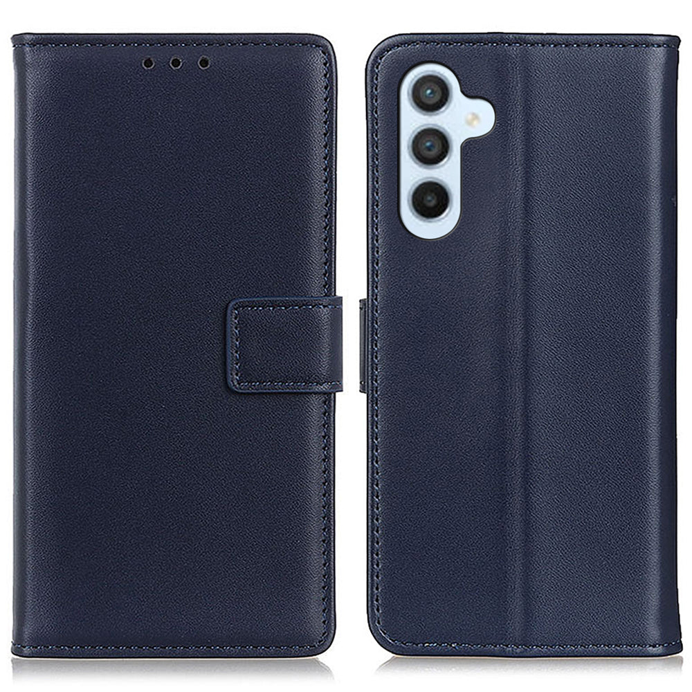 For Samsung Galaxy F34 5G / M34 5G Textured PU Leather Case Wallet Stand Drop-proof Protective Phone Cover - Blue