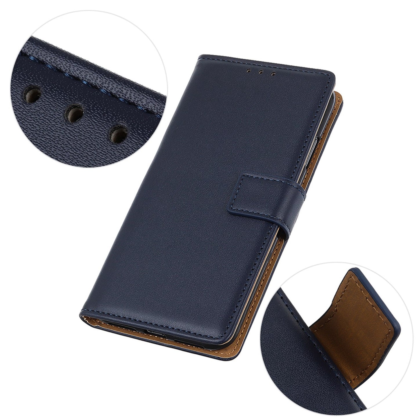 For Samsung Galaxy F34 5G / M34 5G Textured PU Leather Case Wallet Stand Drop-proof Protective Phone Cover - Blue