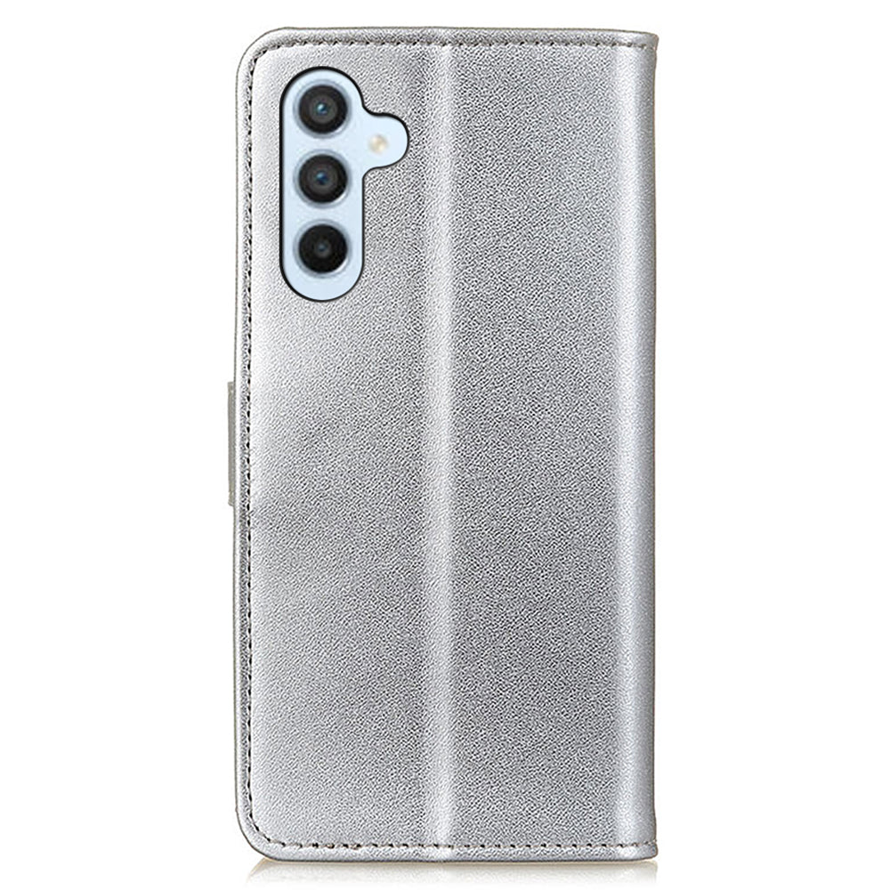 For Samsung Galaxy F34 5G / M34 5G Textured PU Leather Case Wallet Stand Drop-proof Protective Phone Cover - Silver