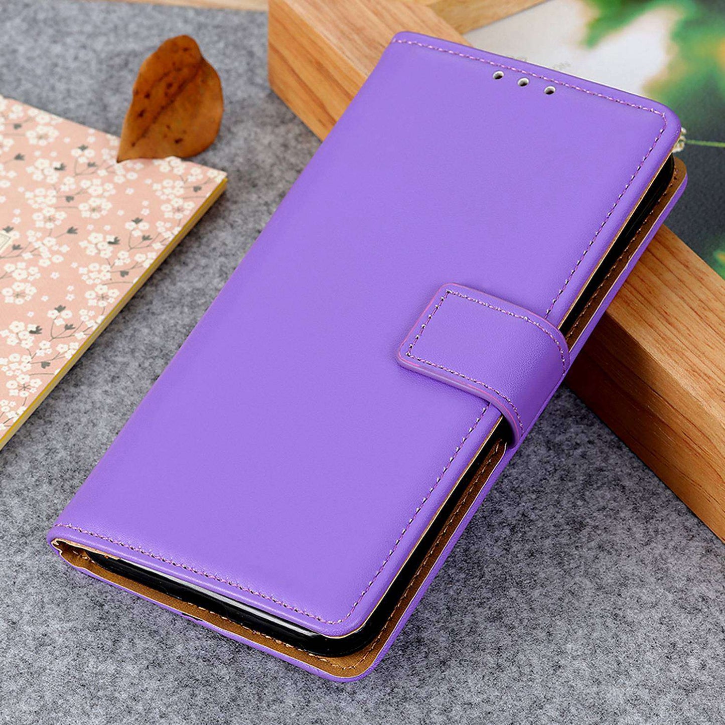 For Samsung Galaxy F34 5G / M34 5G Textured PU Leather Case Wallet Stand Drop-proof Protective Phone Cover - Purple