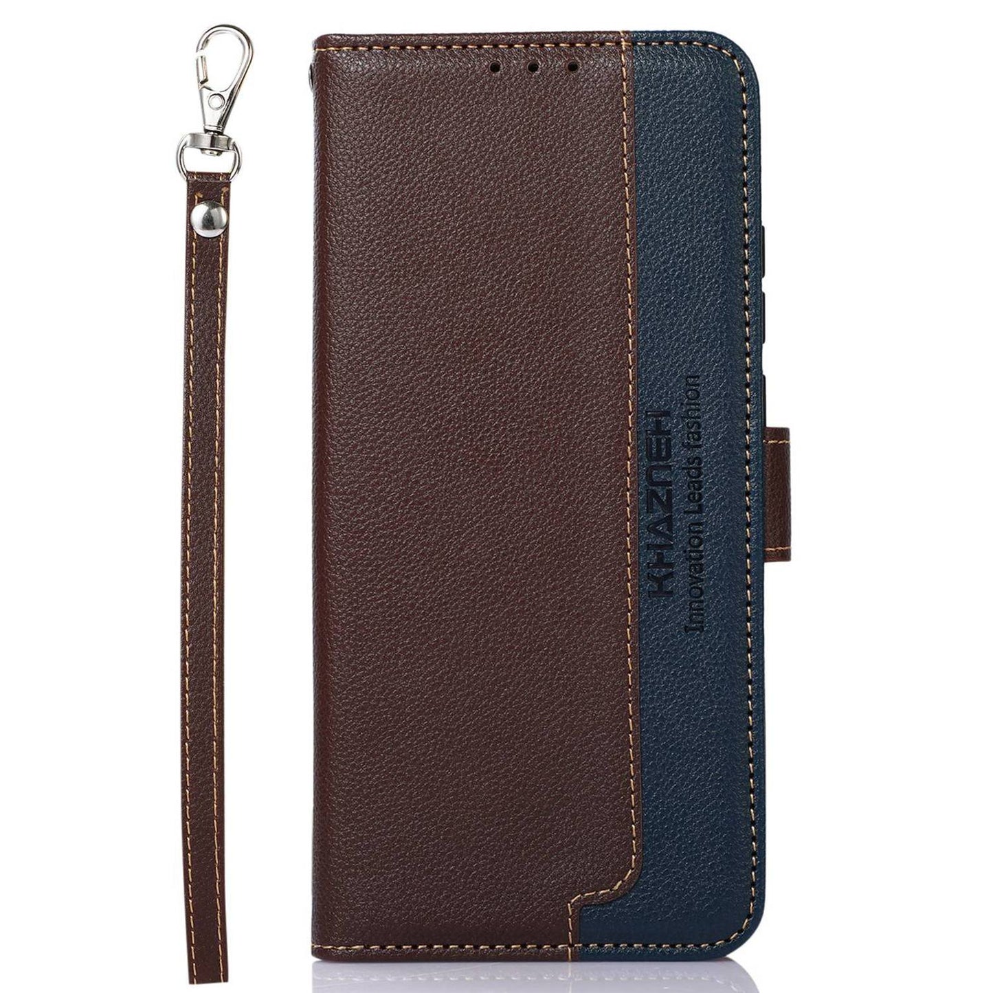 KHAZNEH For Samsung Galaxy F34 5G / M34 5G RFID Blocking Phone Leather Case Wallet Stand Litchi Texture Cover - Brown