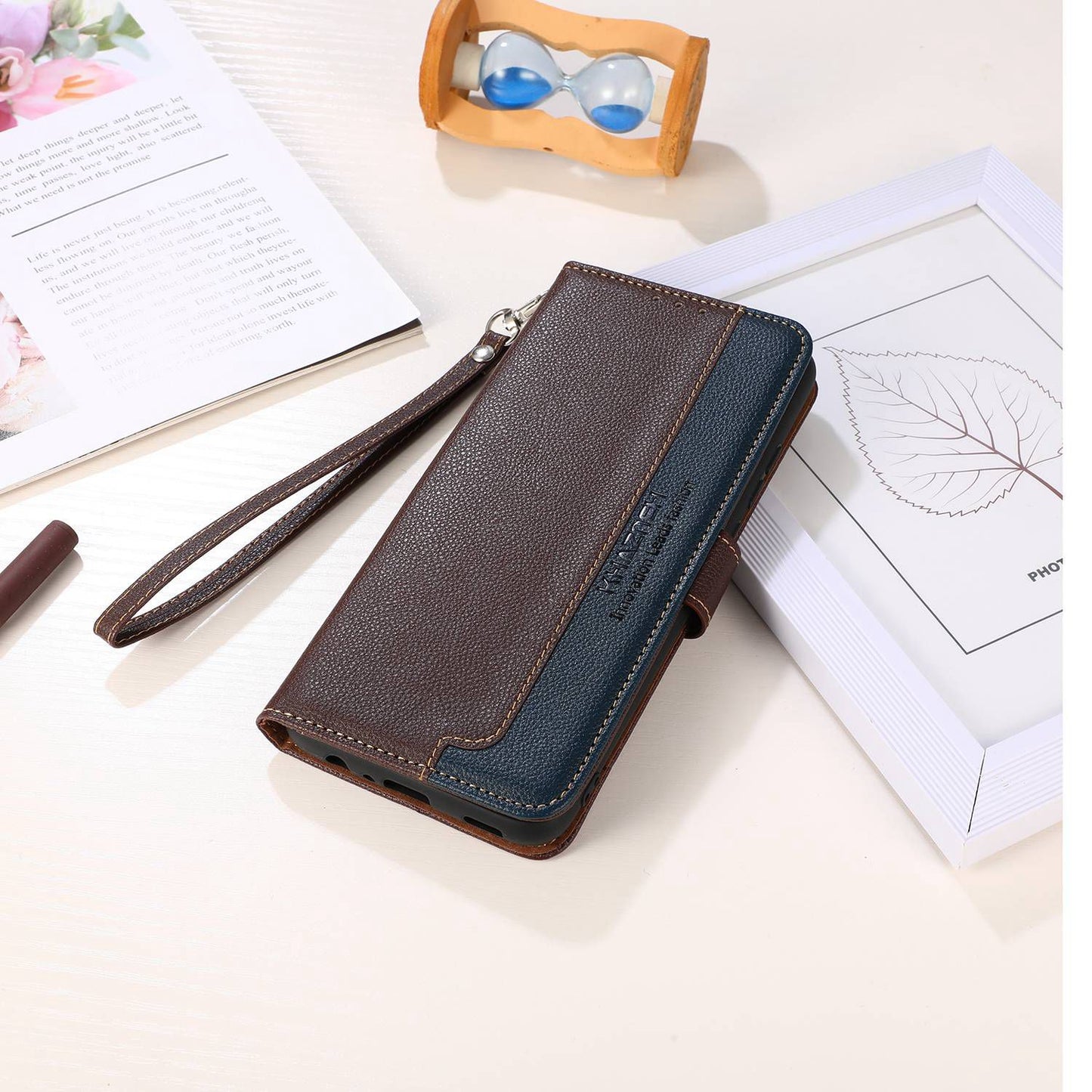 KHAZNEH For Samsung Galaxy F34 5G / M34 5G RFID Blocking Phone Leather Case Wallet Stand Litchi Texture Cover - Brown
