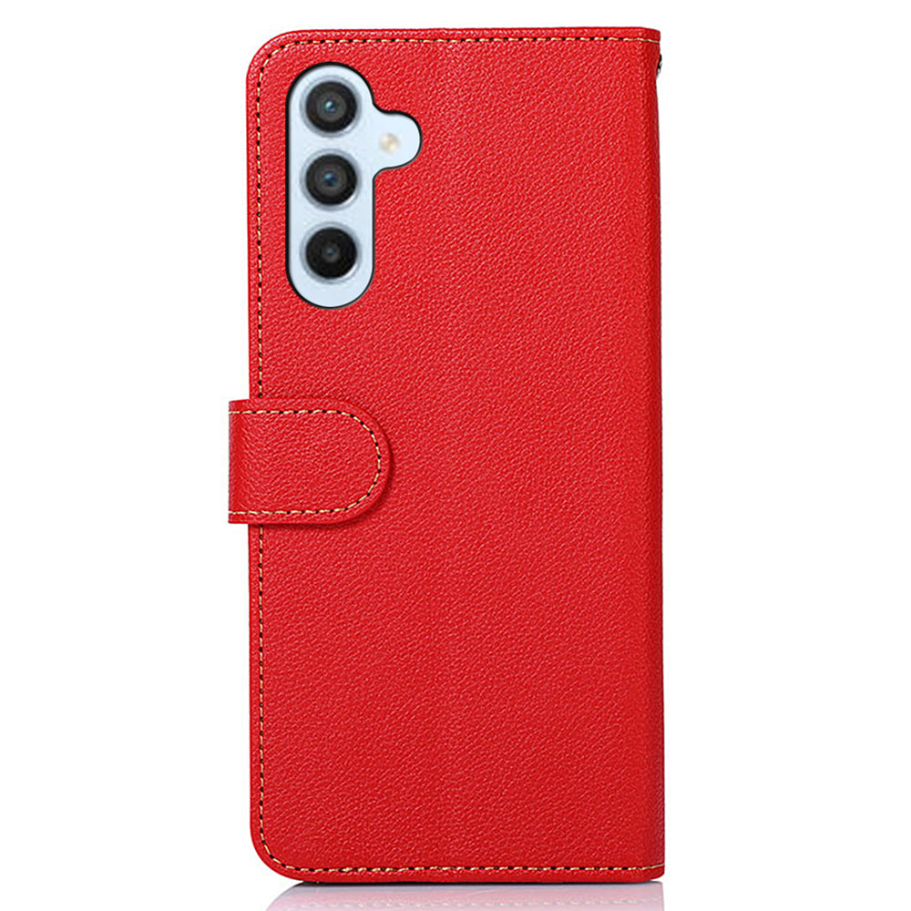 KHAZNEH For Samsung Galaxy F34 5G / M34 5G RFID Blocking Phone Leather Case Wallet Stand Litchi Texture Cover - Red