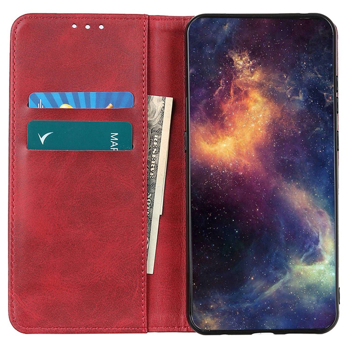 For Samsung Galaxy F34 5G / M34 5G Split Leather Case Phone Cover with Wallet Stand - Red