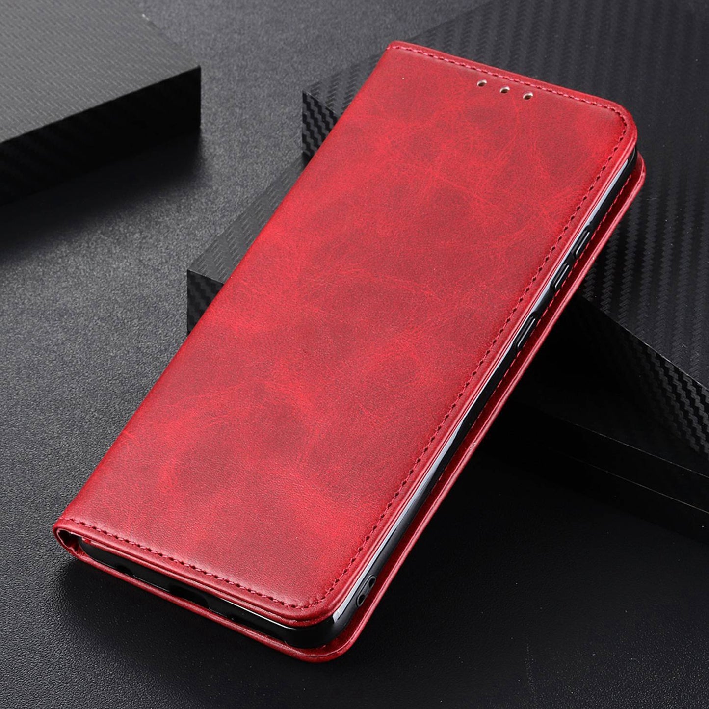For Samsung Galaxy F34 5G / M34 5G Split Leather Case Phone Cover with Wallet Stand - Red