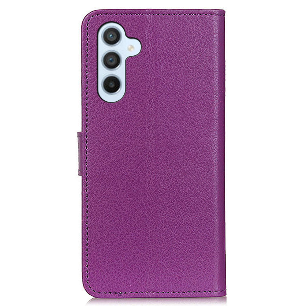 For Samsung Galaxy F34 5G / M34 5G Litchi Texture Leather Wallet Case Stand Protective Phone Cover - Purple