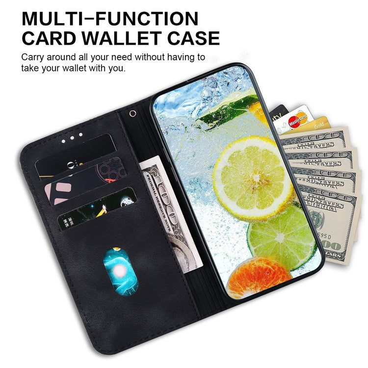 For Honor X9 4G / X9 5G Double 8-Shape Imprint Leather Shell Anti-fall Wallet Stand Phone Cover - Black