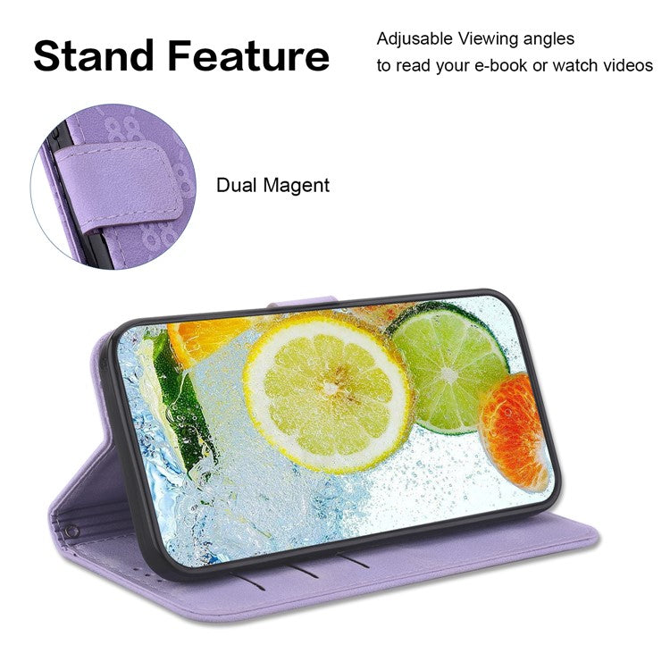 For Honor X9 4G / X9 5G Double 8-Shape Imprint Leather Shell Anti-fall Wallet Stand Phone Cover - Purple