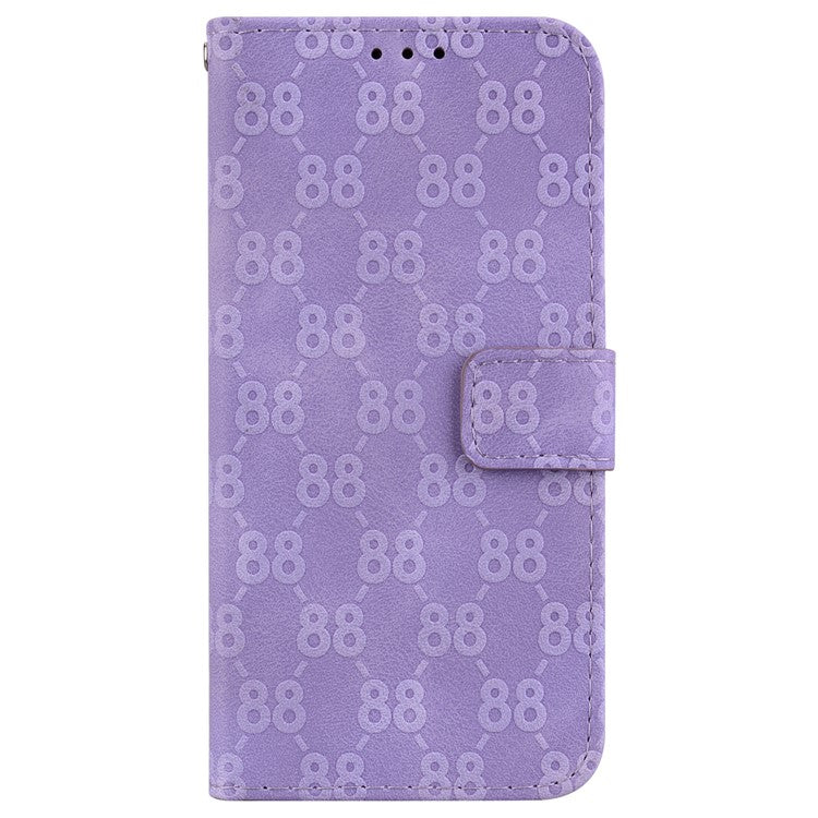 For Honor X9 4G / X9 5G Double 8-Shape Imprint Leather Shell Anti-fall Wallet Stand Phone Cover - Purple