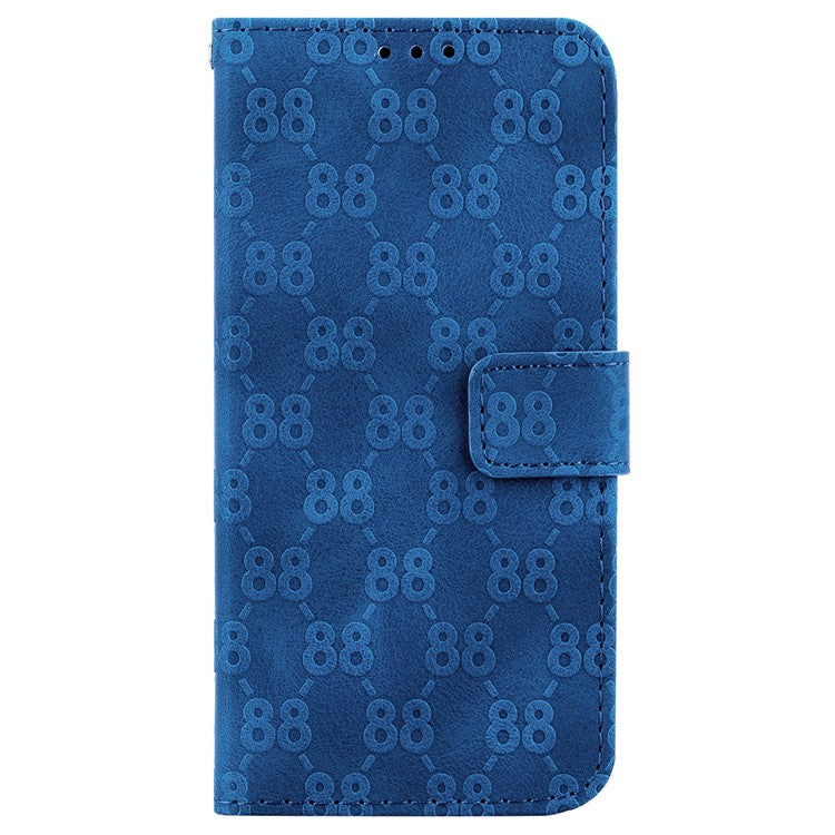 For Honor X9 4G / X9 5G Double 8-Shape Imprint Leather Shell Anti-fall Wallet Stand Phone Cover - Dark Blue