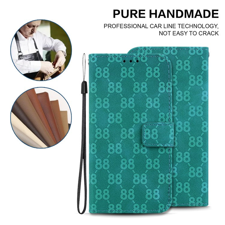 For Honor X9 4G / X9 5G Double 8-Shape Imprint Leather Shell Anti-fall Wallet Stand Phone Cover - Green
