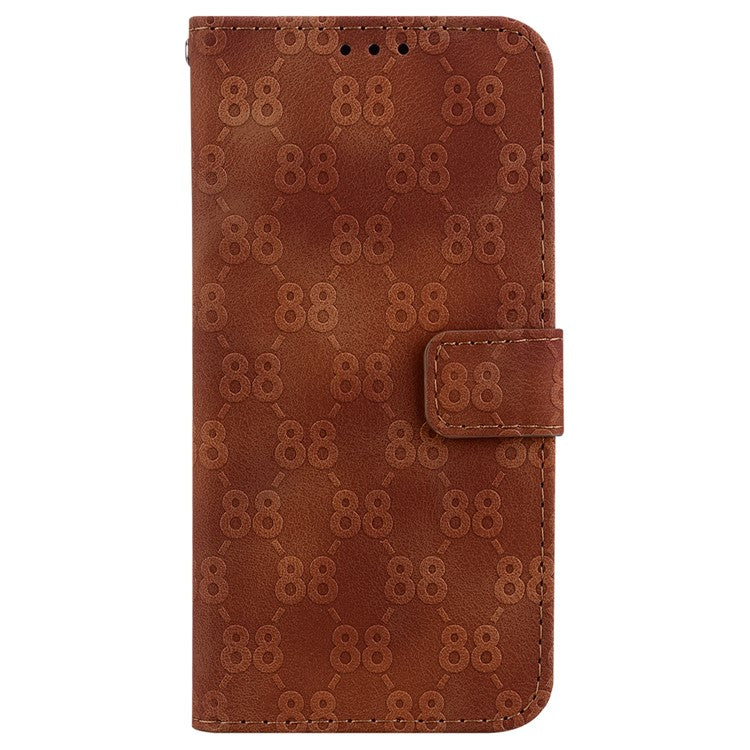 For Honor X9 4G / X9 5G Double 8-Shape Imprint Leather Shell Anti-fall Wallet Stand Phone Cover - Brown