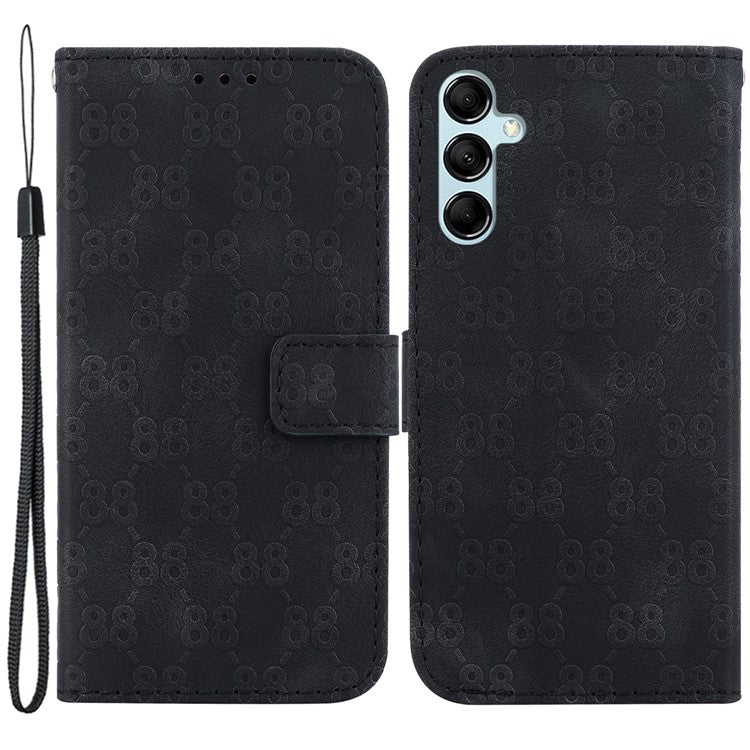 Wallet Phone Case for Samsung Galaxy M54 5G / F54 5G Anti-Drop Double 8-Shape Imprinted PU Leather Flip Cover - Black