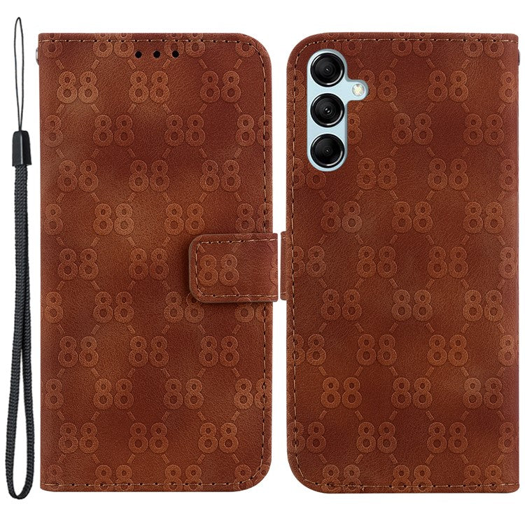 Wallet Phone Case for Samsung Galaxy M54 5G / F54 5G Anti-Drop Double 8-Shape Imprinted PU Leather Flip Cover - Brown