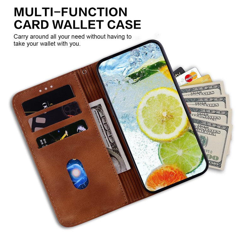 Wallet Phone Case for Samsung Galaxy M54 5G / F54 5G Anti-Drop Double 8-Shape Imprinted PU Leather Flip Cover - Brown