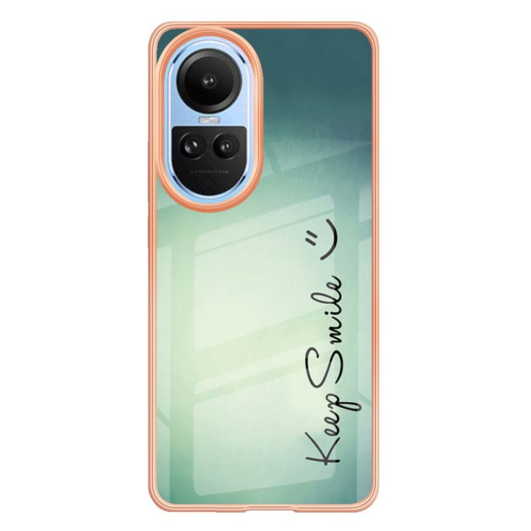 YB IMD Series-19 Style D Electroplating Cover for Oppo Reno10 5G (Global) IMD Pattern 2.0mm TPU Phone Case - Keep Smile