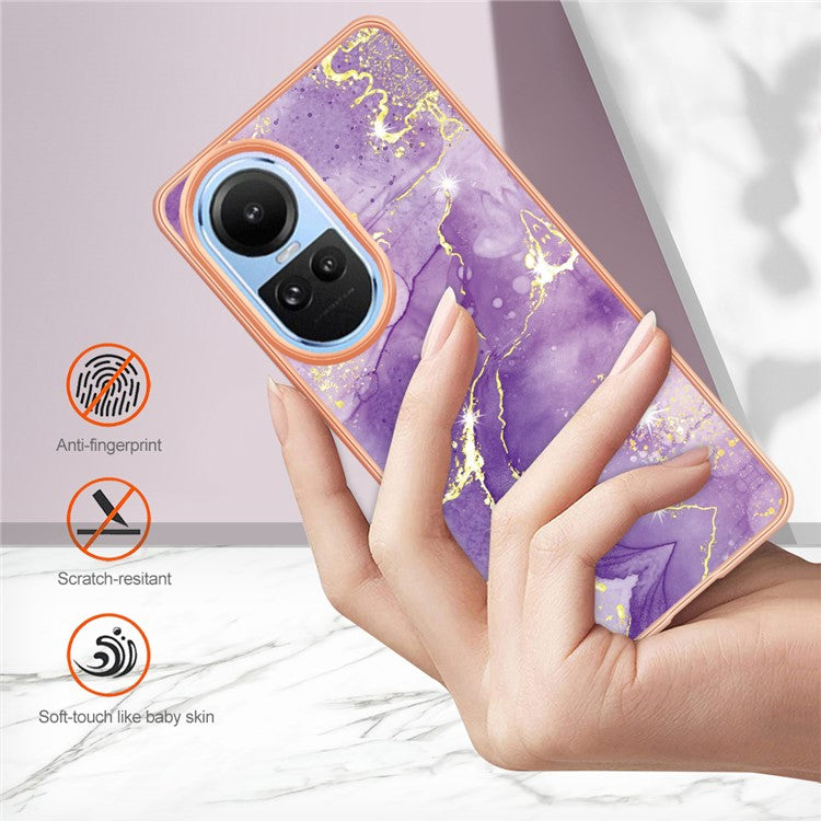 YB IMD Series-2 for Oppo Reno10 5G (Global) Electroplated TPU Case Marble Pattern IMD Protective Phone Cover - Purple 002
