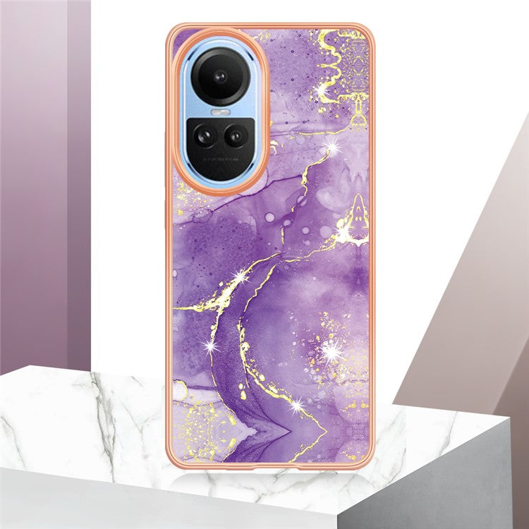 YB IMD Series-2 for Oppo Reno10 5G (Global) Electroplated TPU Case Marble Pattern IMD Protective Phone Cover - Purple 002