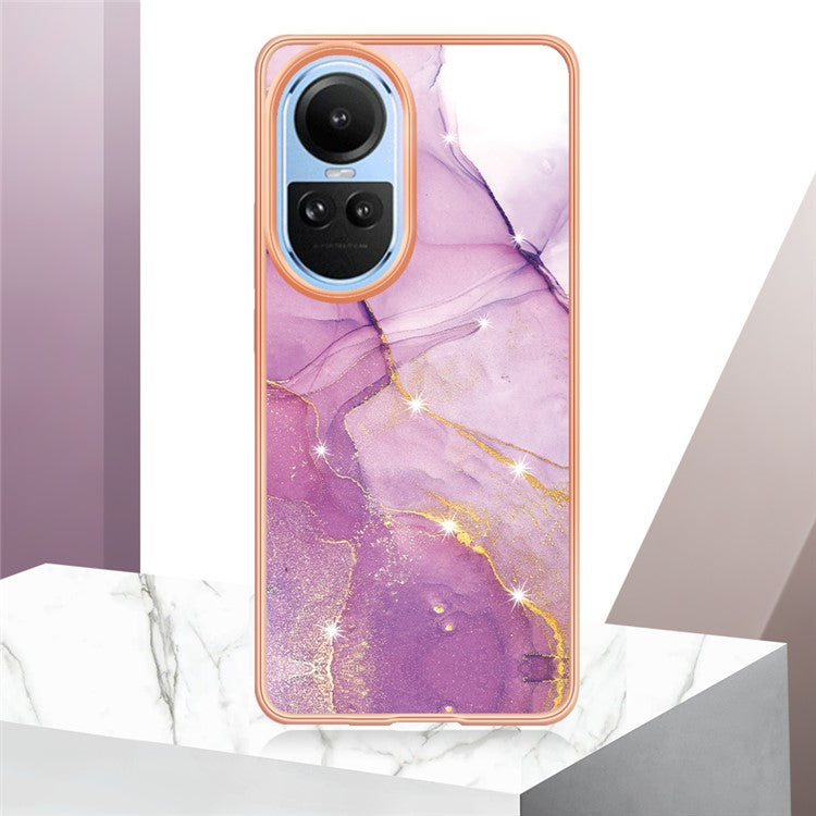 YB IMD Series-2 for Oppo Reno10 5G (Global) Electroplated TPU Case Marble Pattern IMD Protective Phone Cover - Purple 001