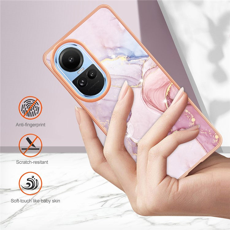 YB IMD Series-2 for Oppo Reno10 5G (Global) Electroplated TPU Case Marble Pattern IMD Protective Phone Cover - Rose Gold 005