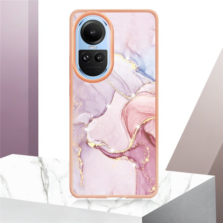 YB IMD Series-2 for Oppo Reno10 5G (Global) Electroplated TPU Case Marble Pattern IMD Protective Phone Cover - Rose Gold 005