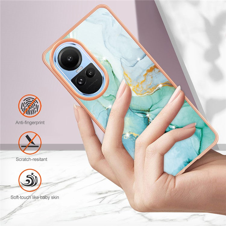 YB IMD Series-2 for Oppo Reno10 5G (Global) Electroplated TPU Case Marble Pattern IMD Protective Phone Cover - Green 003