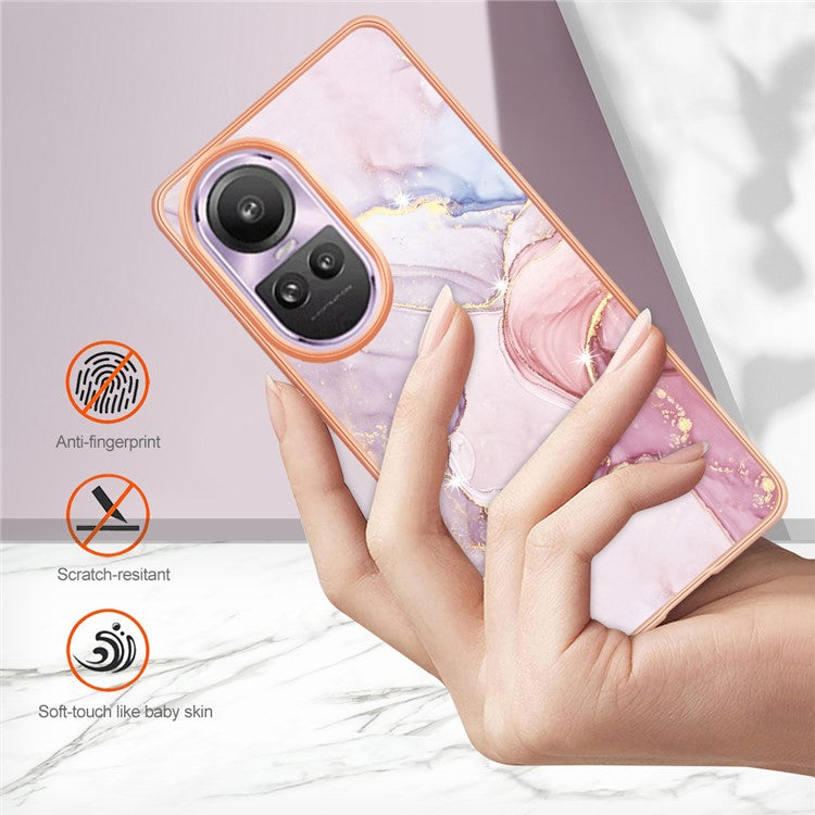 YB IMD Series-2 for Oppo Reno10 Pro 5G (Global) Marble Pattern Phone Case Electroplating Soft TPU IMD Cover - Rose Gold 005