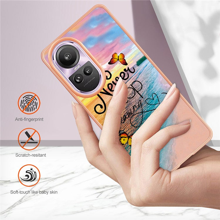 YB IMD Series-1 Electroplating Soft TPU Case for Oppo Reno10 Pro 5G (Global) Marble Floral Pattern IMD Anti-Scratch Phone Cover - Never Stop Dreaming