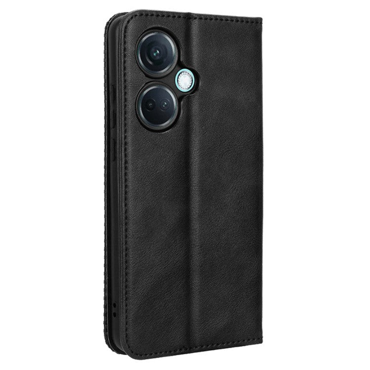 For OnePlus Nord CE3 5G / Oppo K11 5G Phone Wallet Case Retro PU Leather Stand Cell Phone Cover - Black
