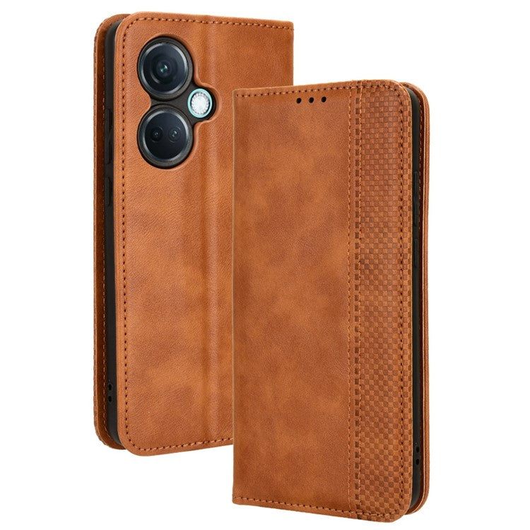 For OnePlus Nord CE3 5G / Oppo K11 5G Phone Wallet Case Retro PU Leather Stand Cell Phone Cover - Brown