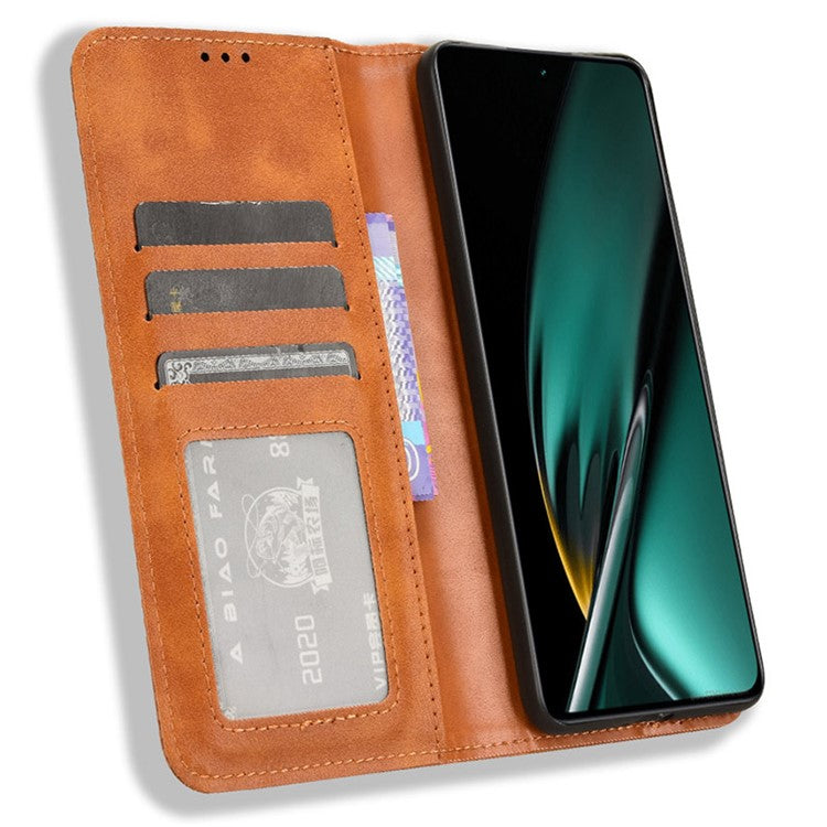 For OnePlus Nord CE3 5G / Oppo K11 5G Phone Wallet Case Retro PU Leather Stand Cell Phone Cover - Brown