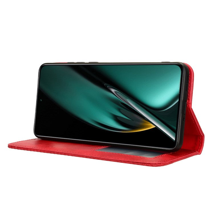 For OnePlus Nord CE3 5G / Oppo K11 5G Phone Wallet Case Retro PU Leather Stand Cell Phone Cover - Red