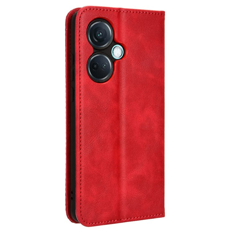 For OnePlus Nord CE3 5G / Oppo K11 5G Phone Wallet Case Retro PU Leather Stand Cell Phone Cover - Red