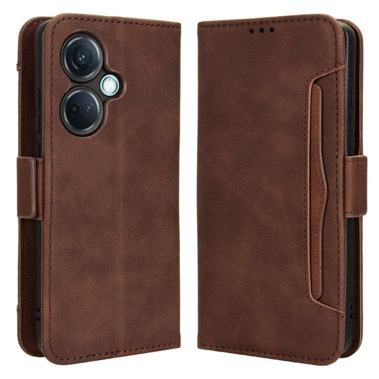 For OnePlus Nord CE3 5G / Oppo K11 5G PU Leather Wallet Phone Case Shockproof Stand Cover with Multiple Card Holder - Brown