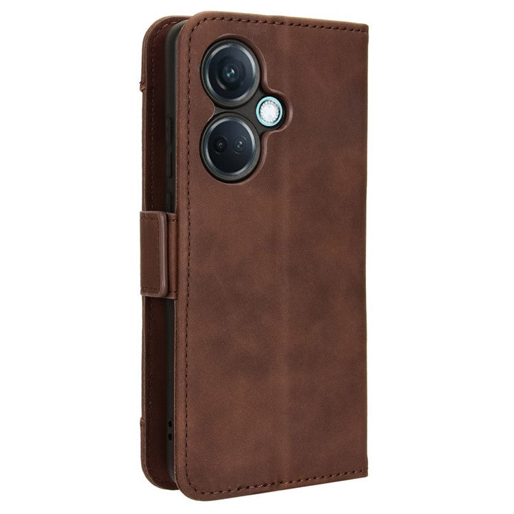 For OnePlus Nord CE3 5G / Oppo K11 5G PU Leather Wallet Phone Case Shockproof Stand Cover with Multiple Card Holder - Brown