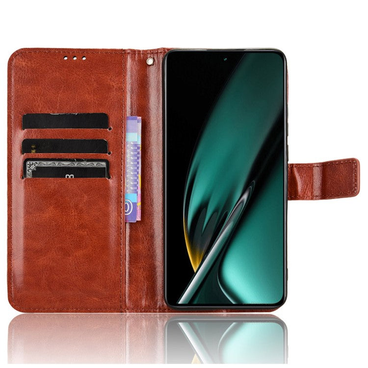 For OnePlus Nord CE3 5G / Oppo K11 5G Wallet Phone Cover Crazy Horse Texture Stand Leather Case - Brown
