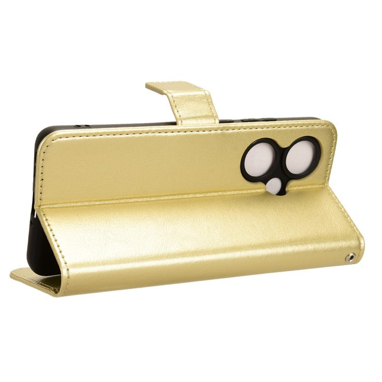 For OnePlus Nord CE3 5G / Oppo K11 5G Wallet Phone Cover Crazy Horse Texture Stand Leather Case - Gold