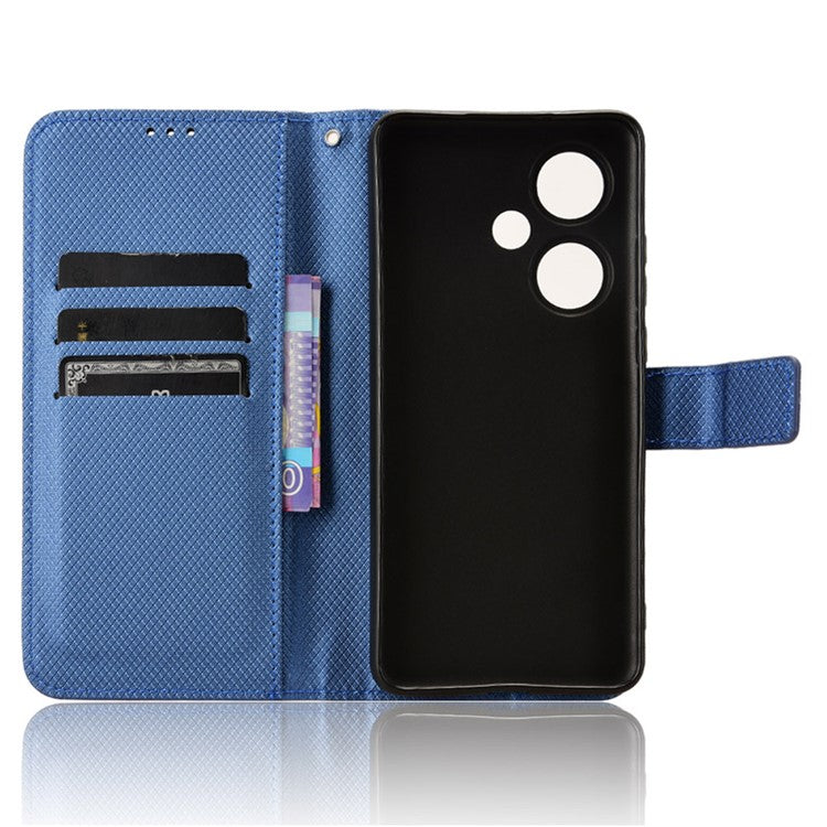 For OnePlus Nord CE3 5G / Oppo K11 5G Wallet Phone Case Stand Diamond Texture Phone Leather Cover - Blue