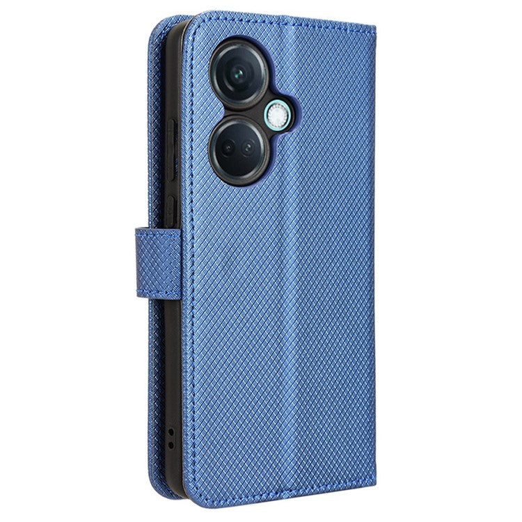 For OnePlus Nord CE3 5G / Oppo K11 5G Wallet Phone Case Stand Diamond Texture Phone Leather Cover - Blue