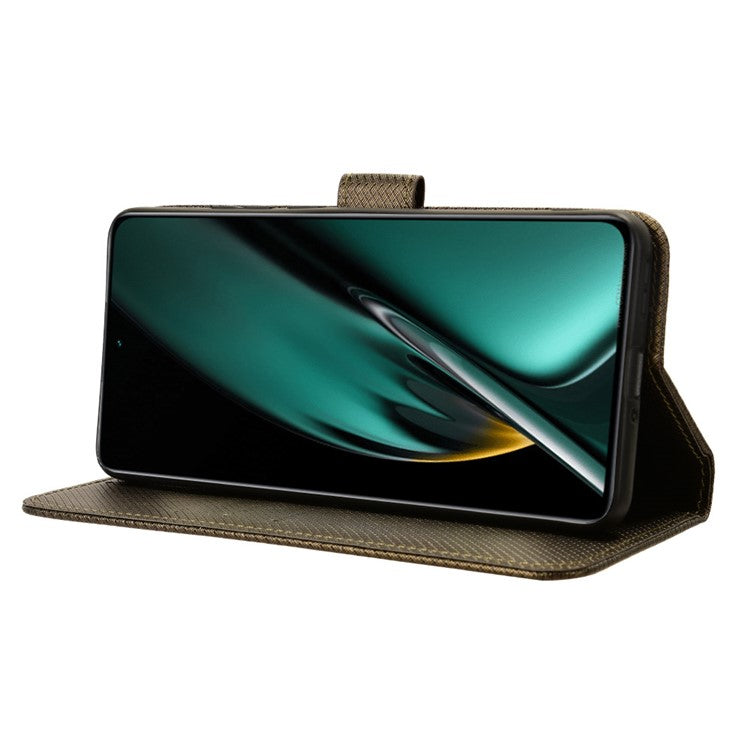 For OnePlus Nord CE3 5G / Oppo K11 5G Wallet Phone Case Stand Diamond Texture Phone Leather Cover - Brown