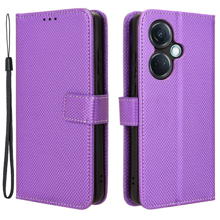For OnePlus Nord CE3 5G / Oppo K11 5G Wallet Phone Case Stand Diamond Texture Phone Leather Cover - Purple