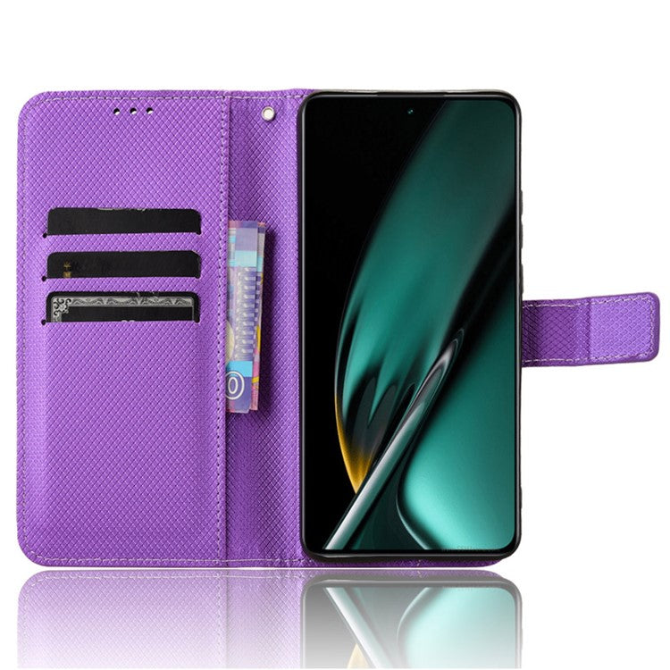 For OnePlus Nord CE3 5G / Oppo K11 5G Wallet Phone Case Stand Diamond Texture Phone Leather Cover - Purple