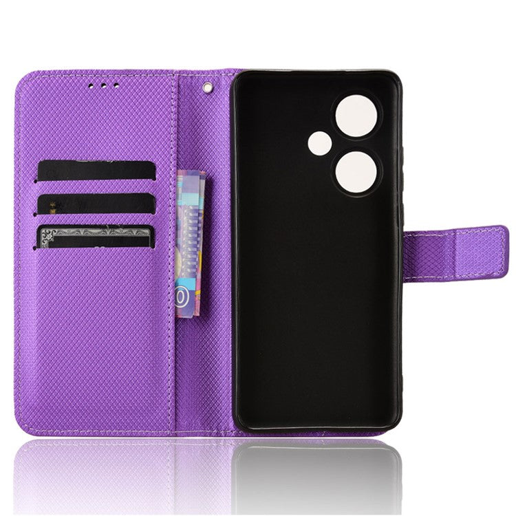 For OnePlus Nord CE3 5G / Oppo K11 5G Wallet Phone Case Stand Diamond Texture Phone Leather Cover - Purple
