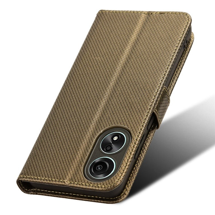 Stand Wallet PU Leather Phone Case for Oppo A78 4G , Diamond Texture Cell Phone Cover - Brown