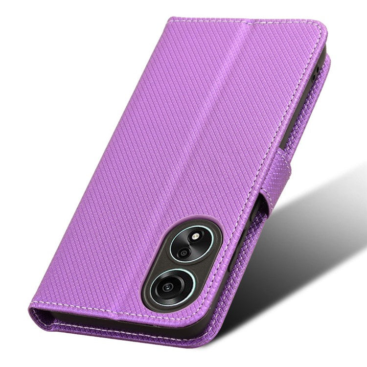 Stand Wallet PU Leather Phone Case for Oppo A78 4G , Diamond Texture Cell Phone Cover - Purple