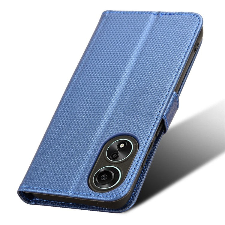 Stand Wallet PU Leather Phone Case for Oppo A78 4G , Diamond Texture Cell Phone Cover - Blue