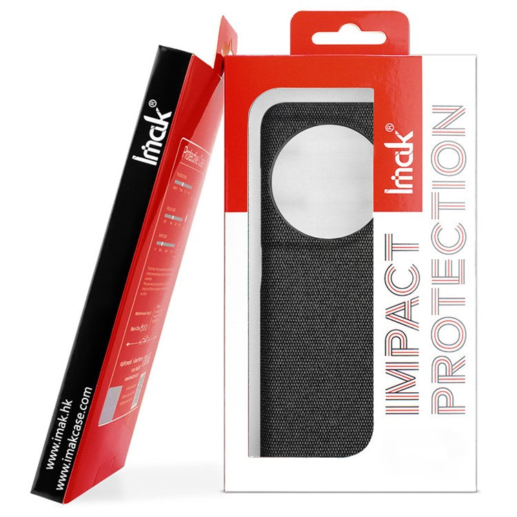 IMAK Ruiyi Series Cloth Texture Phone Case for OnePlus 11 5G , PU Leather + PC Ultra Thin Protective Cover - Dark Grey